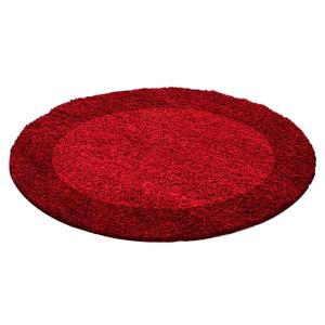 SHAGGY - Tapis à Bordures Rond - Rouge 120 x 120 cm