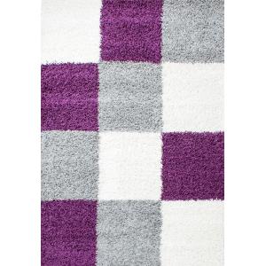 SHAGGY - Tapis à Carreaux - Violet 120 x 170 cm