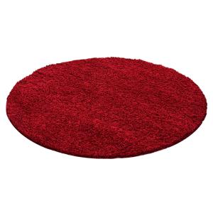 SHAGGY - Tapis Uni Rond - Rouge 120 x 120 cm