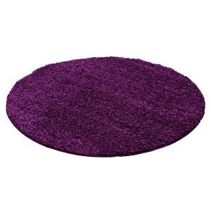 SHAGGY - Tapis Uni Rond - Violet 120 x 120 cm