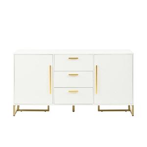 Sideboard élégant blanc à motif chevrons avec 2 portes et 3…