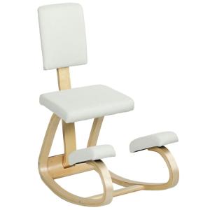 Siège assis genoux ergonomique avec dossier en bois crème