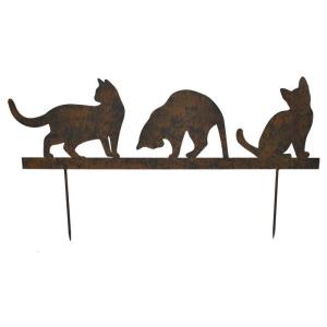 Silhouette chats sur pique en fonte 60x19 cm
