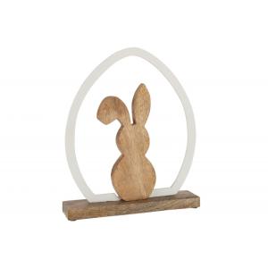 Silhouette lapin dans oeuf en bois blanc 27x5.5x32.5 cm