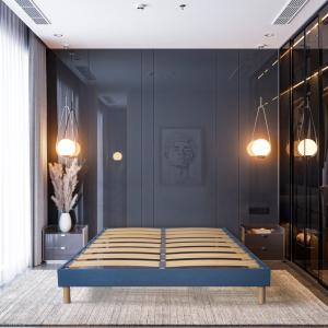 Sommier à lattes en bois     bleu marine  Livré en kit 90x2…