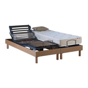 Sommier électrique chêne clair matelas 100% latex 2x80 x200…