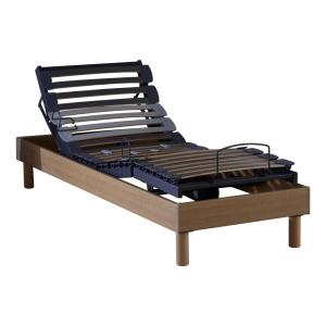 Sommier électrique chêne clair matelas hr35 90x190