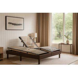 Sommier électrique Essenzia Zen DETENTE MARRON 2x90x200 Lat…