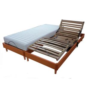 Sommier électrique et matelas latex 2x80x200