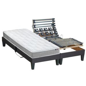 Sommier électrique et matelas mémoire forme 2x80x200