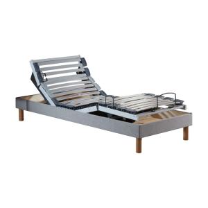 Sommier électrique gris clair et matelas mémoire forme 90x1…