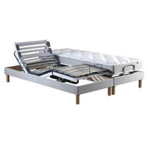Sommier électrique matelas mémoire forme gris clair 2x80x20…