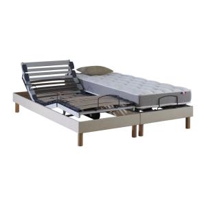 Sommier électrique matelas mémoire forme x190beige 2x80 x20…