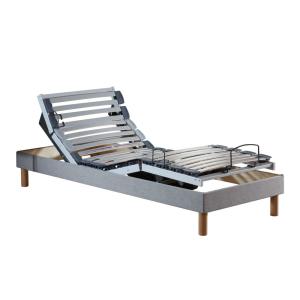 Sommier électrique relaxation lattes lisse gris 90x200