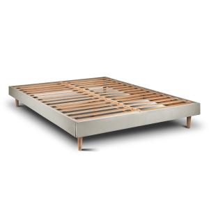 Sommier Kit Velours Taupe 140x200