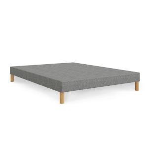 Sommier tapissier 160x200 tissu gris piètement en bois