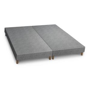 Sommier tapissier tissu gris piètement en bois 2x 80x200 cm