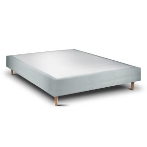 Sommier Tapissier Velours  Gris bleuté 140x200