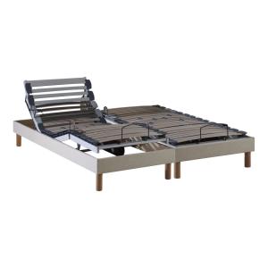 Sommiers électriques lattes lisse beige 2x70x190