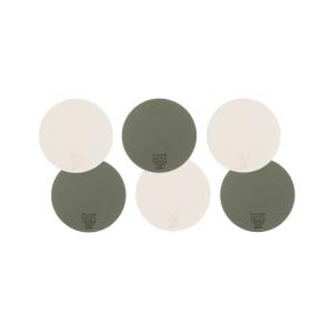Sous-verre rond réversible - 6 pièces - blanc crème et vert…