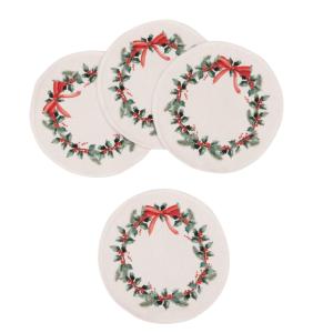 Sous-verres en coton biologique motifs couronne de noël ver…