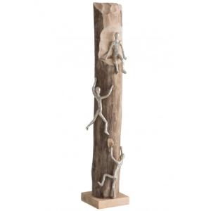 Statue 3 grimpeurs en aluminium argent et bois naturel 15x1…