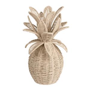 Statue ananas en métal et papier tressé beige H46