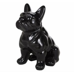 Statue bouledogue en dolomite noire H83