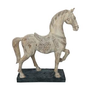 Statue cheval en résine effet bois 33.5x10x38.5cm
