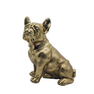 Statue chien en résine or