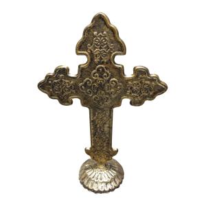 Statue croix métal doré 20x10x30cm