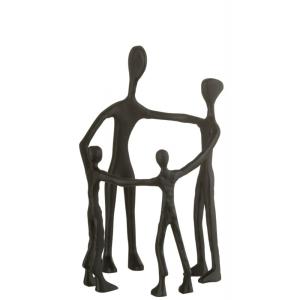 Statue d'une famille en cercle en aluminium noir  22x31cm