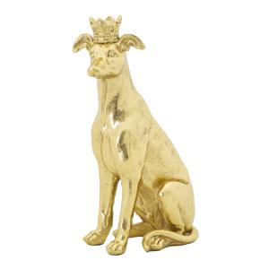 Statue de chien assis avec couronne en résine dorée 20x12,5…