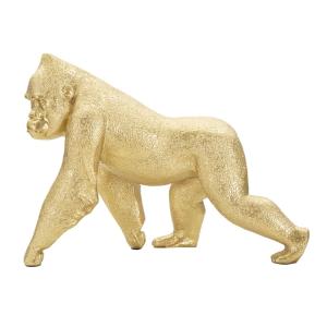 Statue de gorille en résine dorée 29,7x11,5x21,8 cm