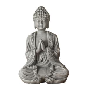 Statue déco à poser Bouddha Recueillement en résine gris -…