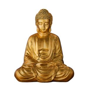 Statue décoration à poser Bouddha zen en résine doré - H20…