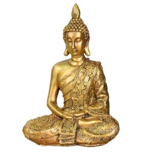 Statue décoration Zen à poser Bouddha Sanci en résine Dorée…