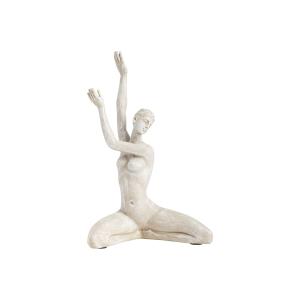 Statue décorative de femme assise gaia en polyrésine beige…