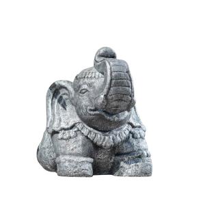 Statue eléphant assis 40cm gris antique