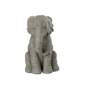 Statue éléphant assis en synthétique gris 12x12x19 cm