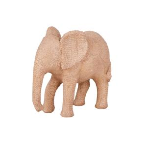 Statue éléphanteau tressée beige H70