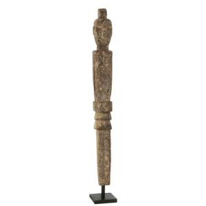 Statue en bois d'albasia marron en 12x12x90 cm