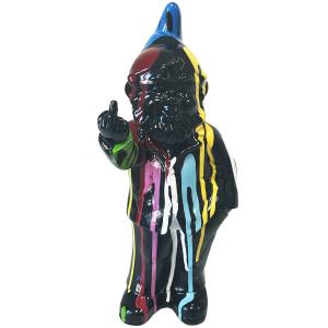 Statue en céramique Lutin grossier noir et multicolore 24 c…