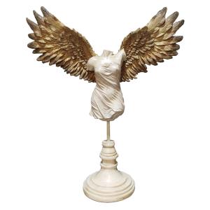 Statue femme ailée blanc et doré 41.5x14x45.5cm