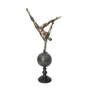 Statue gymnaste planète noir doré 24x11x51cm