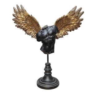 Statue homme ailé noir et doré 44.5x13.5x47.5cm