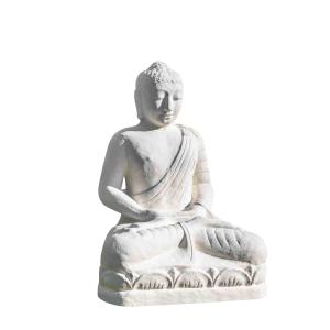 Statue jardin bouddha assis fibre de verre offrande 105cm b…