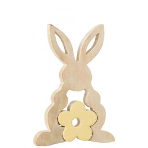 Statue lapin puzzle en Bois Jaune 18x2,5x25,5cm