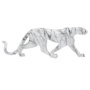 Statue léopard en fibre de verre effet marbre L95xH34
