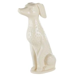 Statue lévrier en grès blanc H47